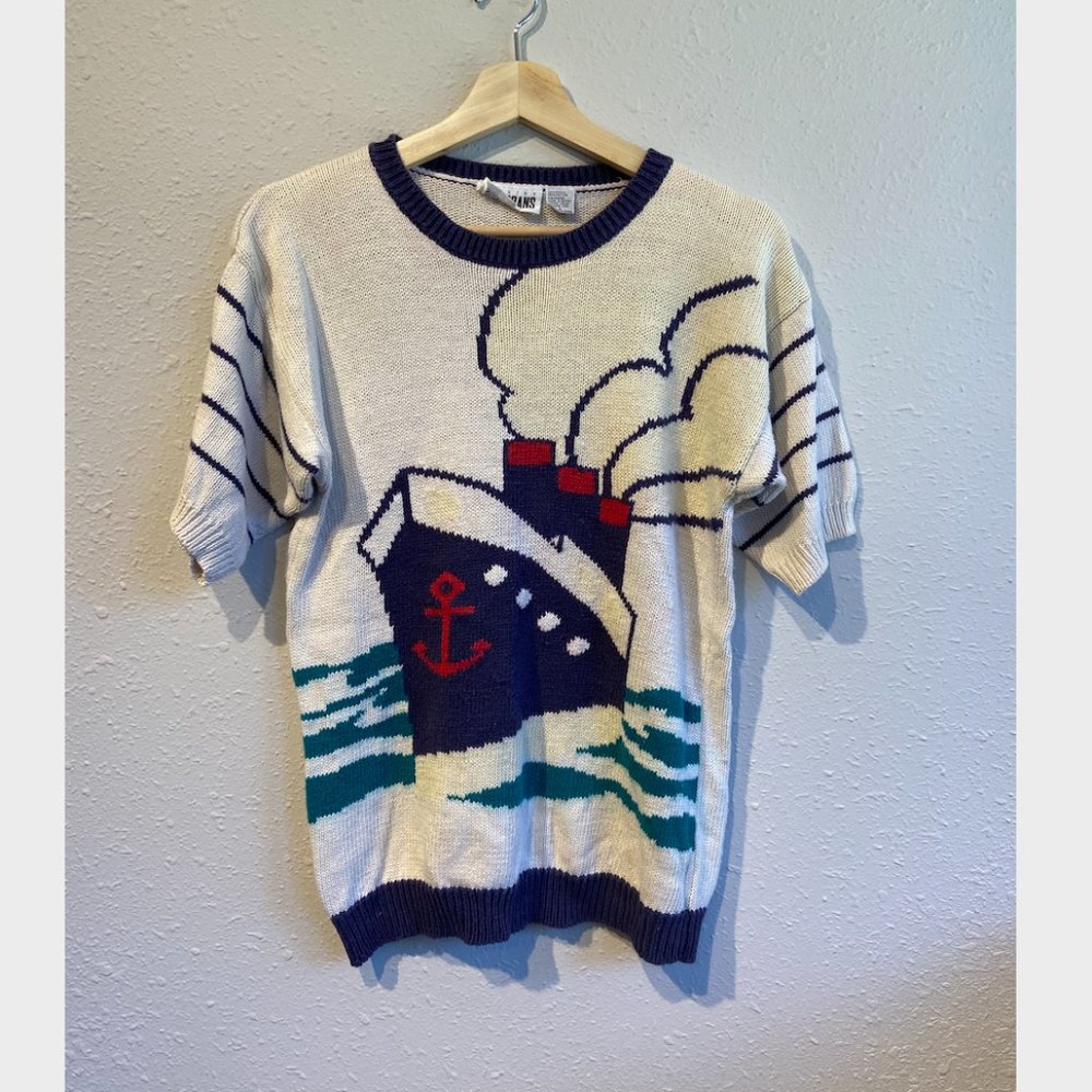 Vintage Knit Steam Boat Top